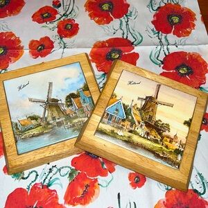 Dutch heat protectors (coasters), 100% wood and local tiles